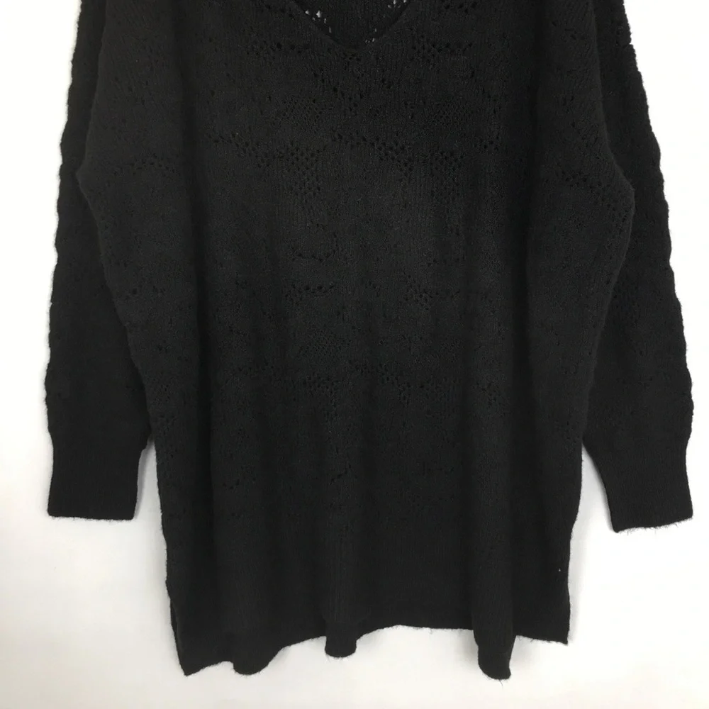 Free People Intimately Free Slouchy Oversized Sweater V-neck Black Wool Blend